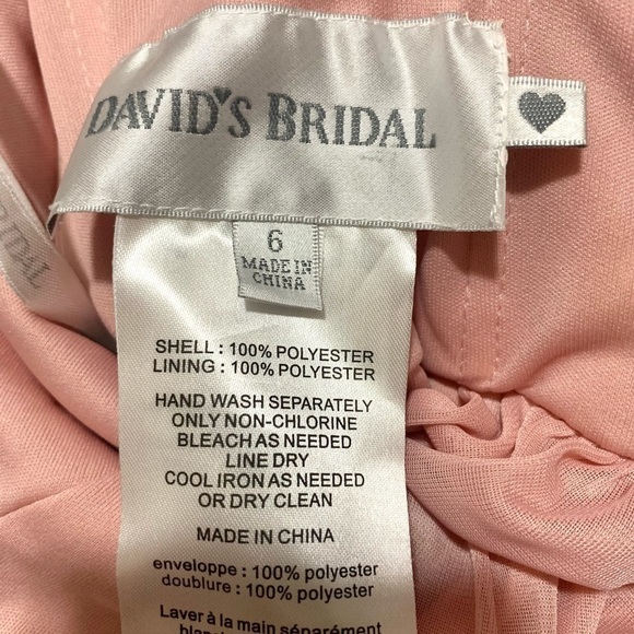 DAVID’S BRIDAL Extra Length Mesh T-strap Back Halter maxi blush dress women’s 6 - Picture 11 of 11